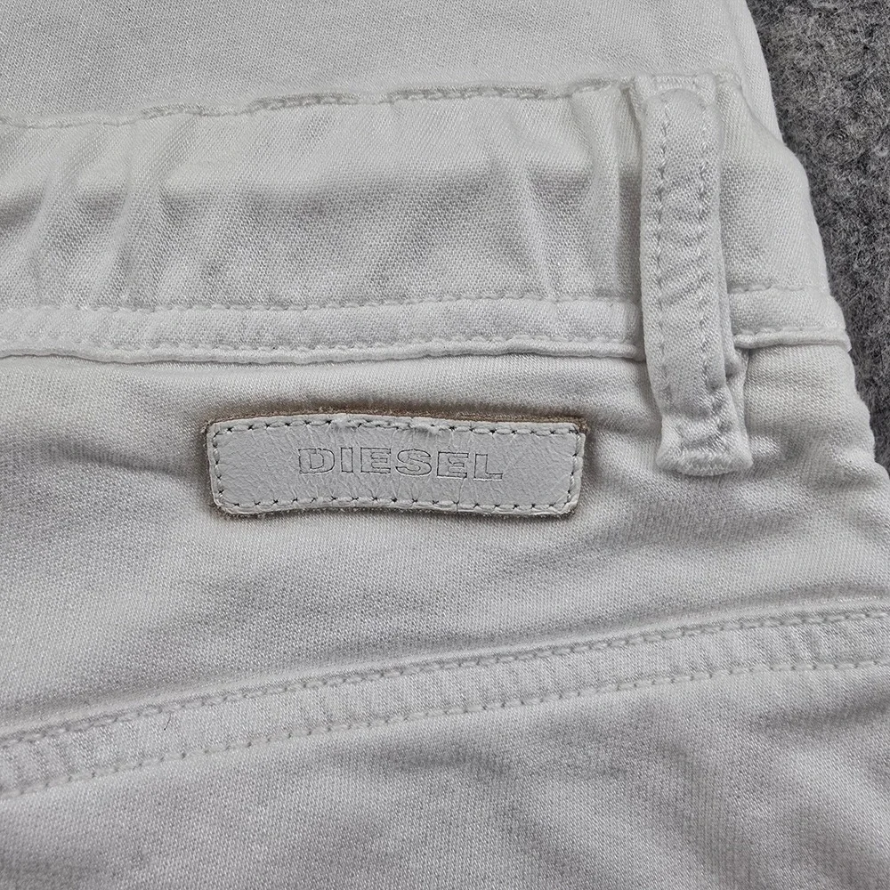 Diesel JoggJeans Pants Krooley R-NE Mens 34 White Elastic Waist Slim Straight